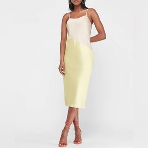 Express Satin Colorblock Slip Dress in Nude Sorbet!